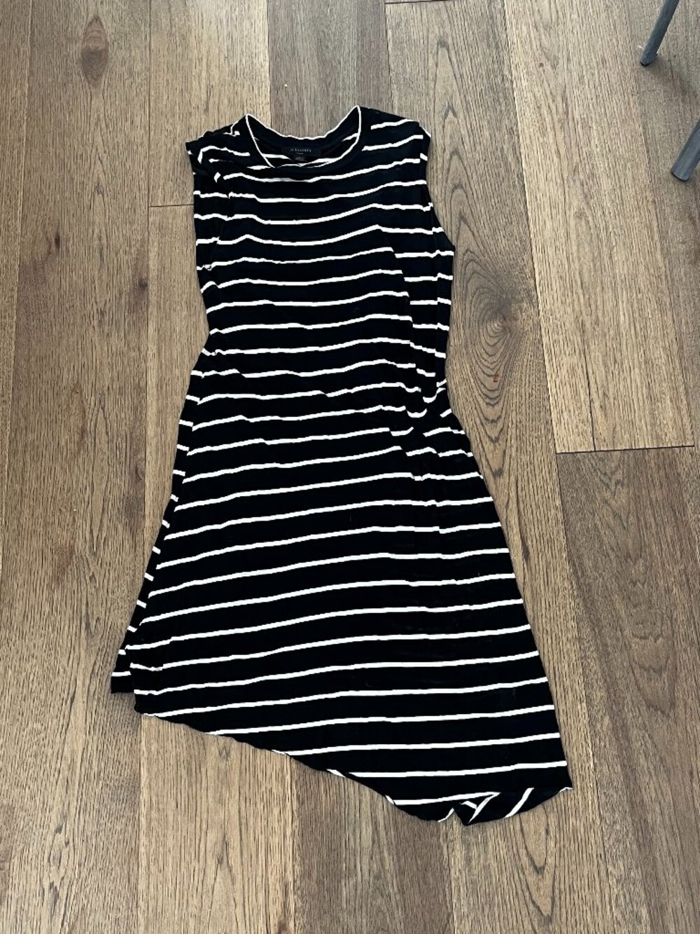 All Saints Black & White Duma T-Shirt Dress with Attached Slip